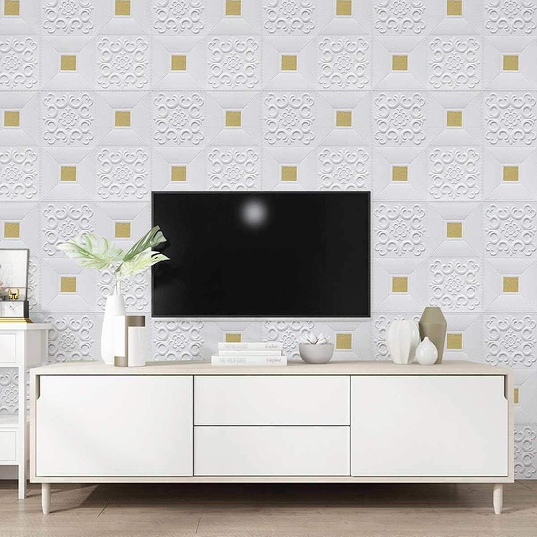 3D Wallpaper PE Foam High Self-Adhesive Wallpaper Stickers Peel and Stick 3D Art Wall Room Panels for TV Walls, Sofa Background Wall Decor - Size 35 X 35 CM (20 Sheets)