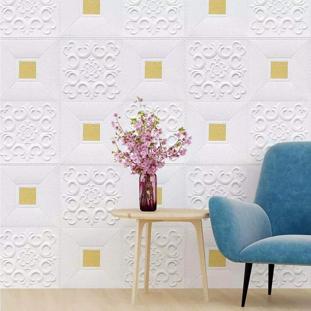3D Wallpaper PE Foam High Self-Adhesive Wallpaper Stickers Peel and Stick 3D Art Wall Room Panels for TV Walls, Sofa Background Wall Decor - Size 35 X 35 CM (20 Sheets)