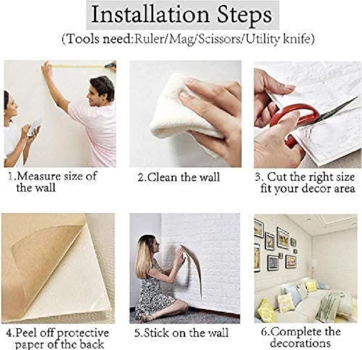 3D Wallpaper PE Foam High Self-Adhesive Wallpaper Stickers Peel and Stick 3D Art Wall Room Panels for TV Walls, Sofa Background Wall Decor - Size 35 X 35 CM (20 Sheets)