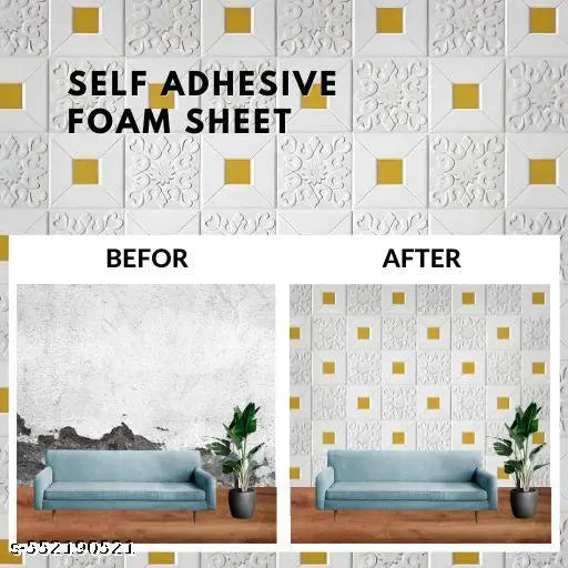 3D Wallpaper PE Foam High Self-Adhesive Wallpaper Stickers Peel and Stick 3D Art Wall Room Panels for TV Walls, Sofa Background Wall Decor - Size 35 X 35 CM (20 Sheets)