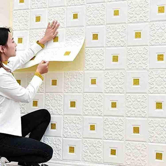 3D Wallpaper PE Foam High Self-Adhesive Wallpaper Stickers Peel and Stick 3D Art Wall Room Panels for TV Walls, Sofa Background Wall Decor - Size 35 X 35 CM (20 Sheets)